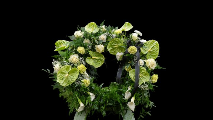 Funeral flower wreath arranged as a traditional tribute