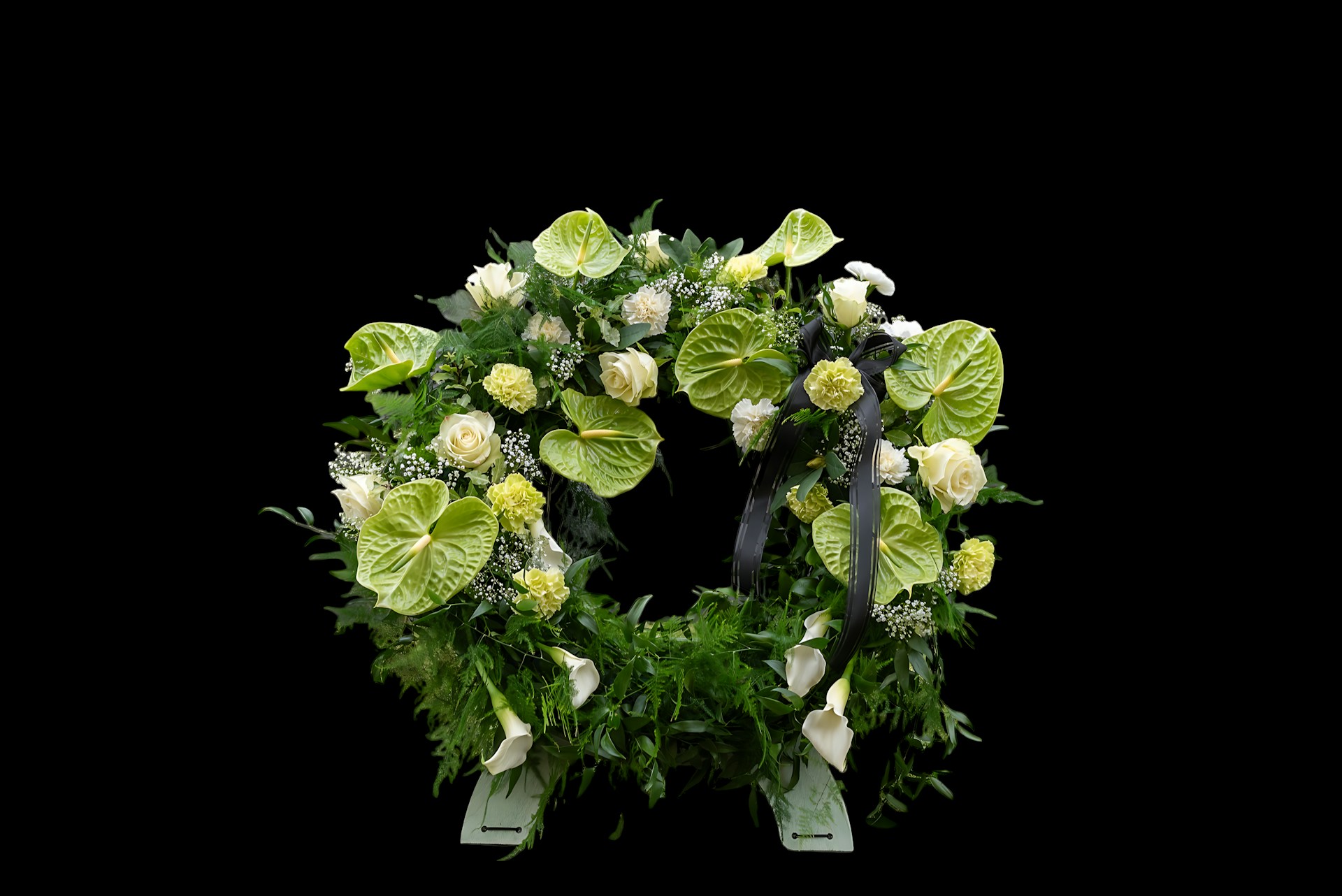 Funeral flower wreath arranged as a traditional tribute